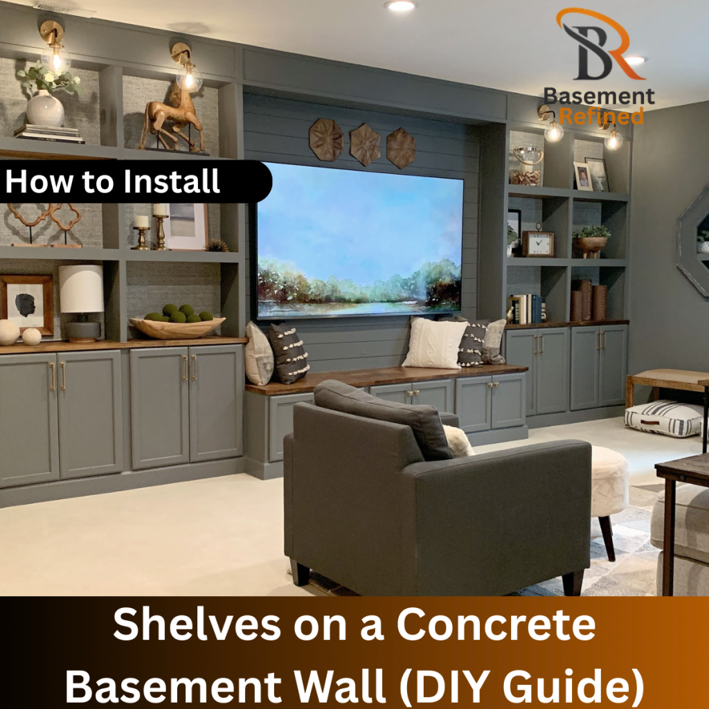 Shelves on a Concrete Basement Wall